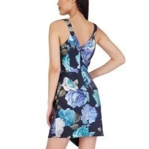 NWT BCX Dress blue floral foiled dress party prom y2k 90s retro mini coquette - Picture 3 of 9